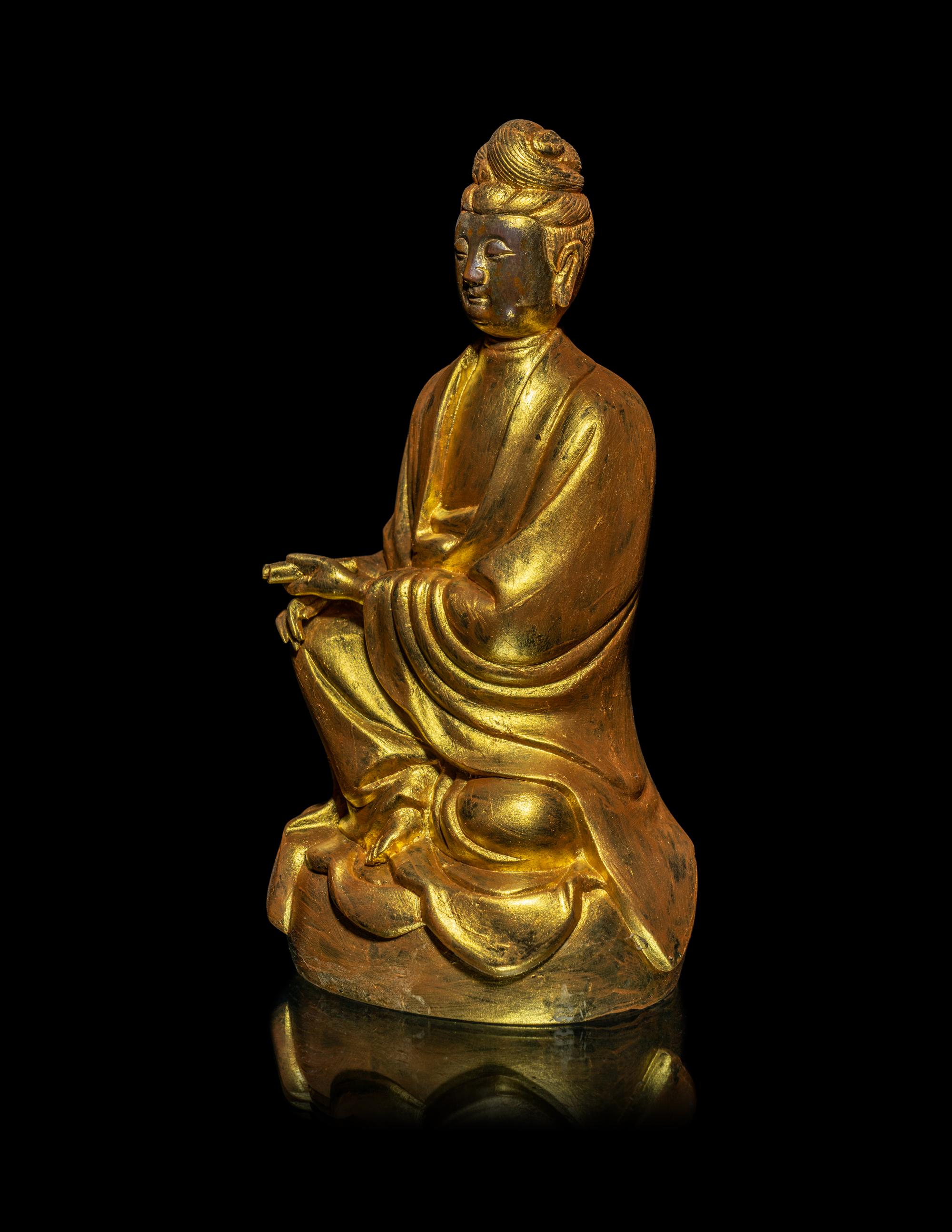 A Chinese Gilt Bronze Figure of Guanyin