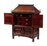 A Georgian Style Walnut Architectural-Form Cabinet