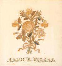 Two Needlework Embroidered Floral Pictures