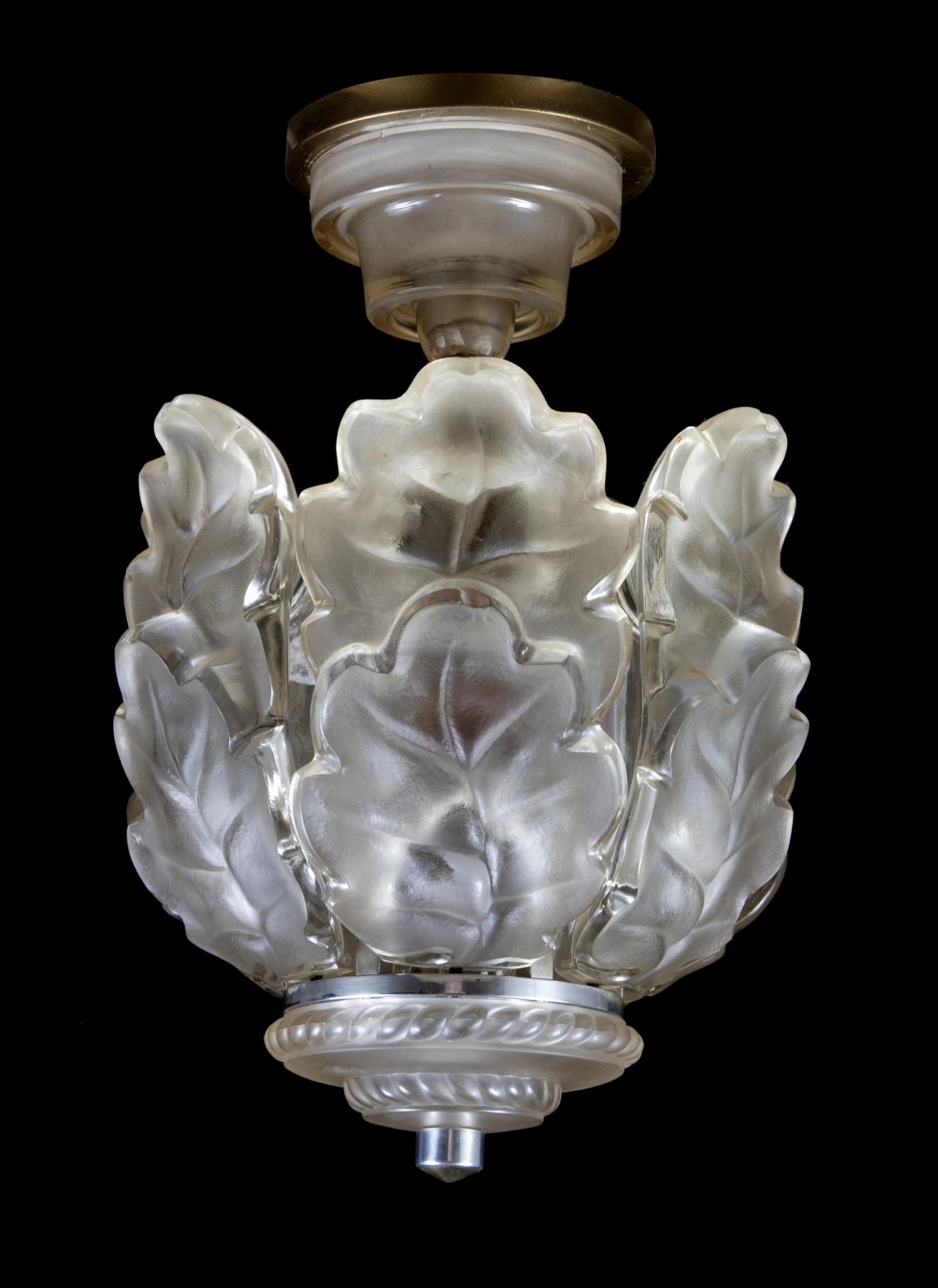 A Molded Glass Ceiling Fixture, Attributed to Lalique