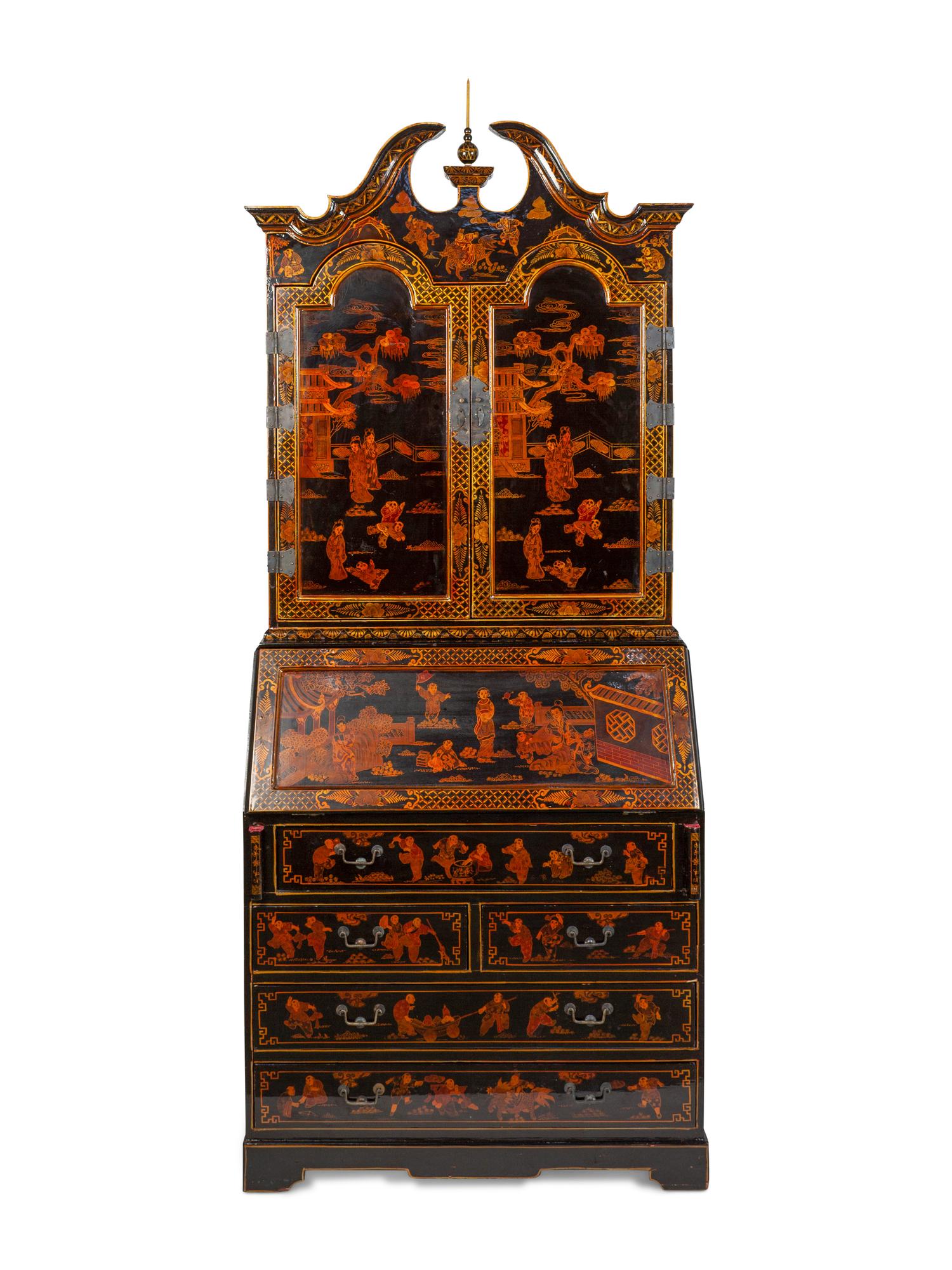 A Georgian Style Chinoiserie-Decorated Secretary