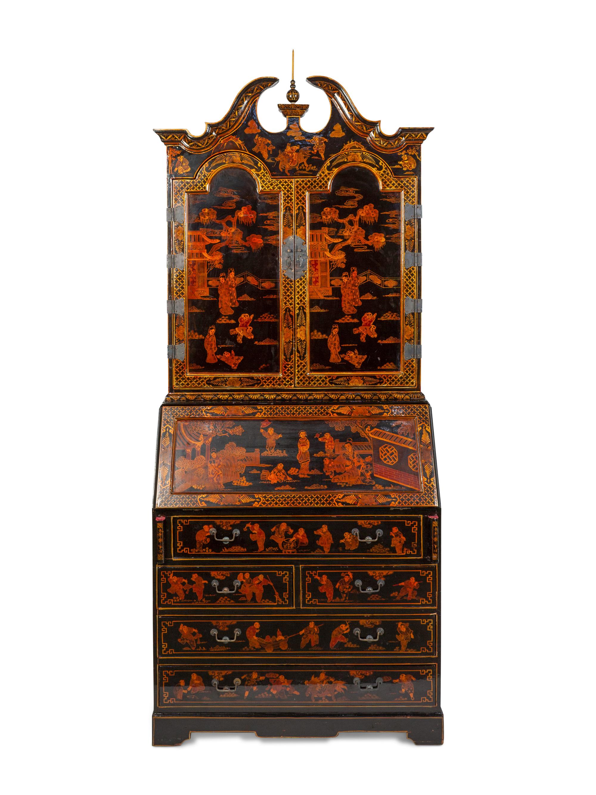 A Georgian Style Chinoiserie-Decorated Secretary
