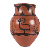 A Large Redware Jar, with Bighorn Sheep