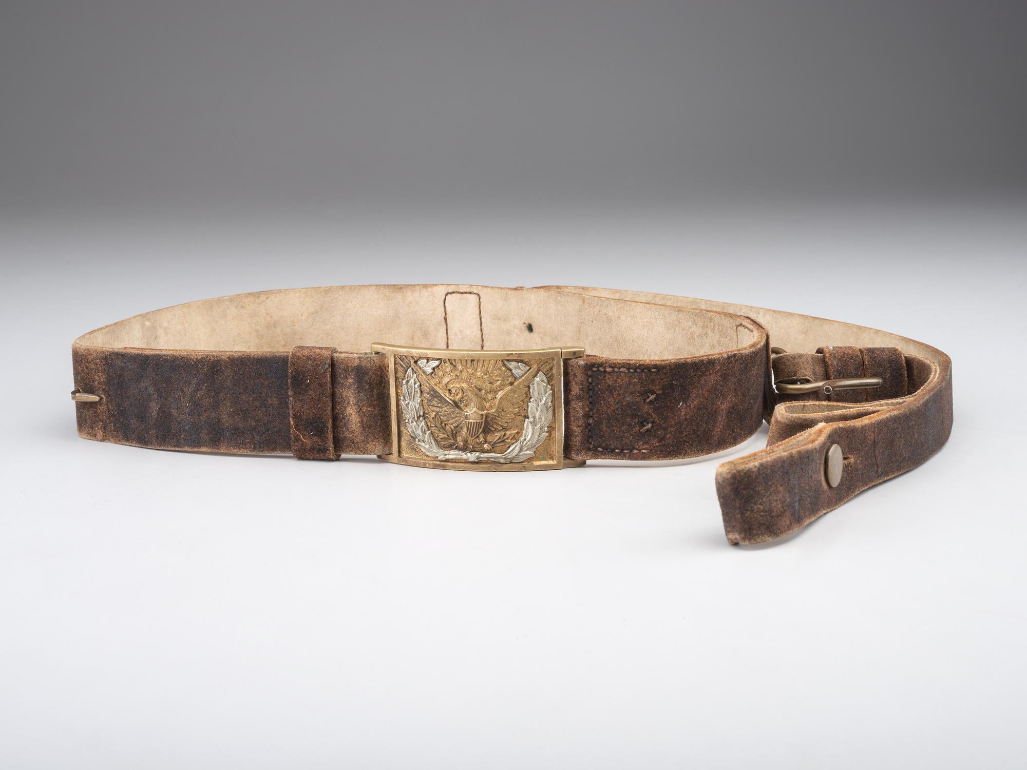[CIVIL WAR]. US Model 1851 enlisted cavalryman’s sword belt equipped with a Model 1851 enlisted sword belt plate.