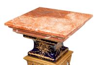 A Pair of Sèvres Style Gilt Bronze Mounted Marble and Transfer-Printed Porcelain Pedestals