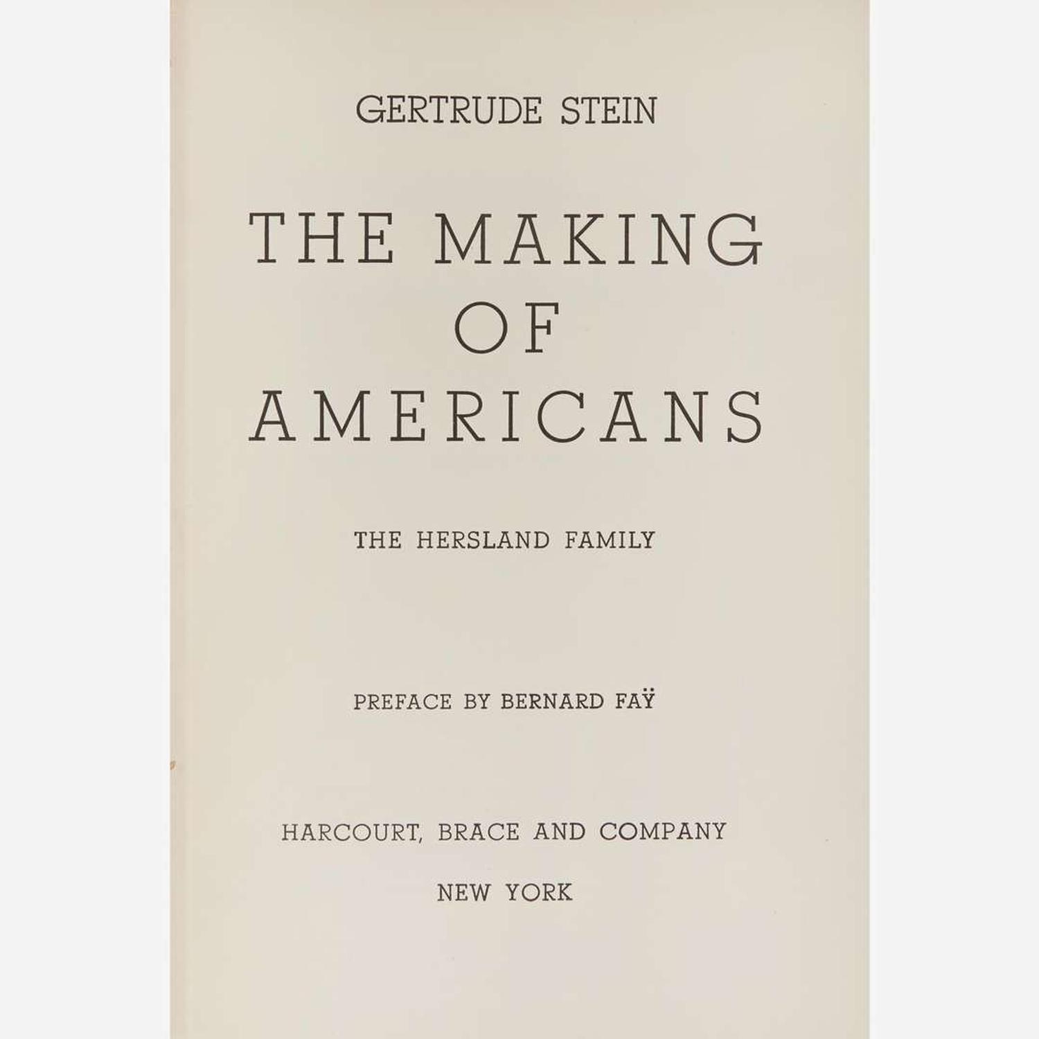 [Literature] Stein, Gertrude Group of 4 Editions of "The Making of Americans"