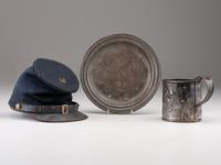 [CIVIL WAR]. 52nd Massachusetts Volunteers forage cap and tinware.
