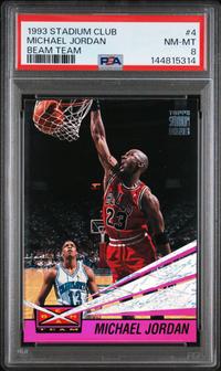 A 1993 Topps Stadium Club Michael Jordan Beam Team Basketball Card No. 4 (PSA 8 NM-MT)