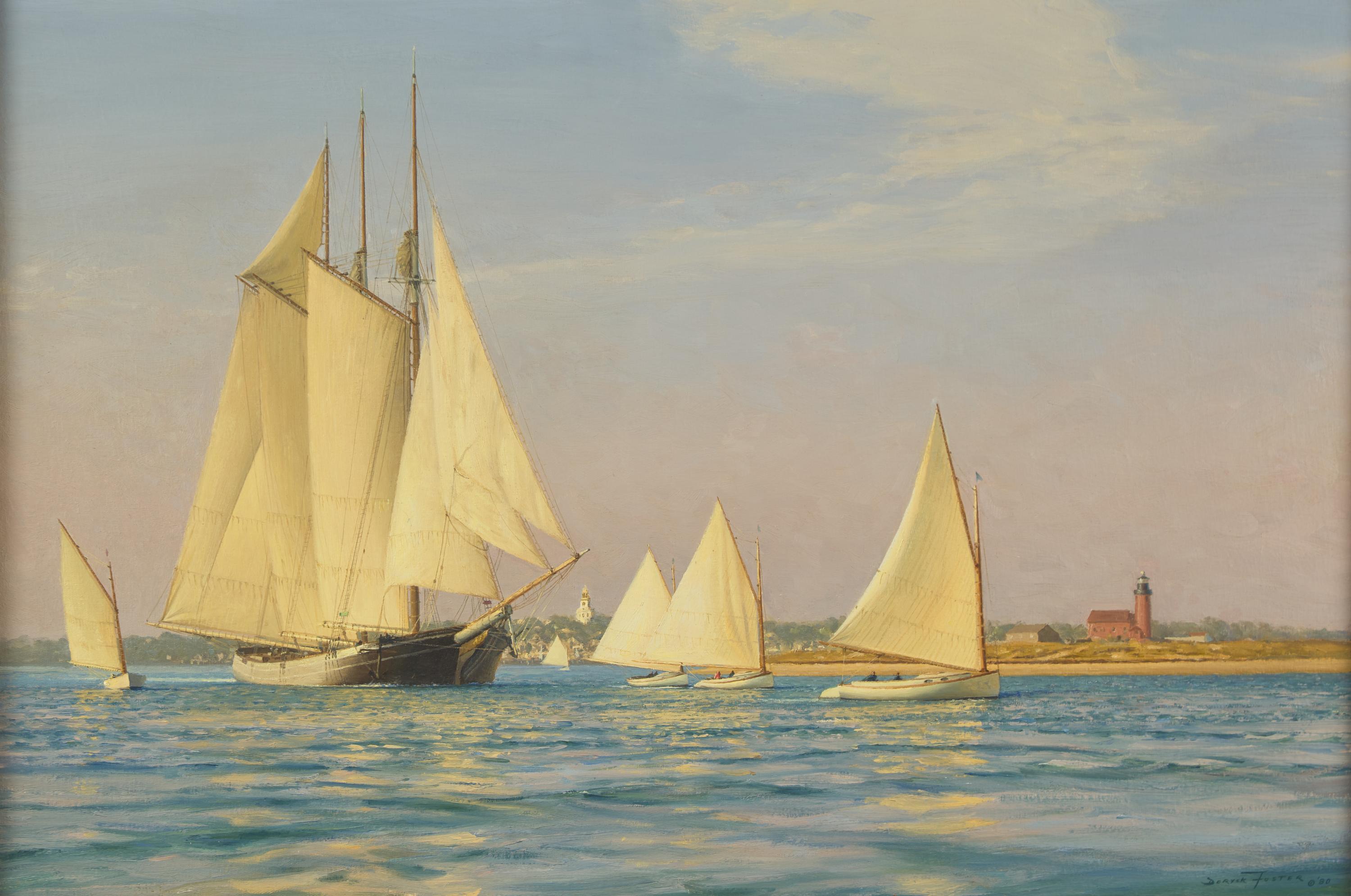 Deryck Foster (British, 1924–2011) — Ethel W. Parker of Nantucket and Local Fishing Fleet, 1980