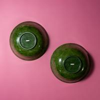 A Pair of Chinese Spinach Jade Bowls, 19th-20th Century — 晚清-民國 碧玉碗一對