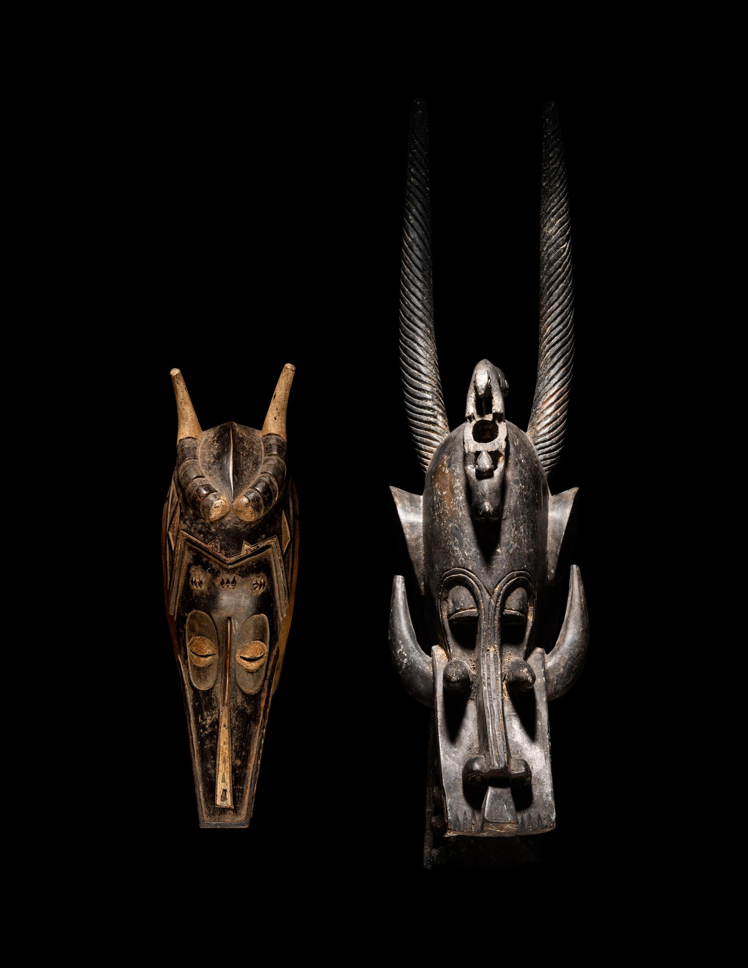 Two Senufo Wood Helmet Masks (Kponyugo)
