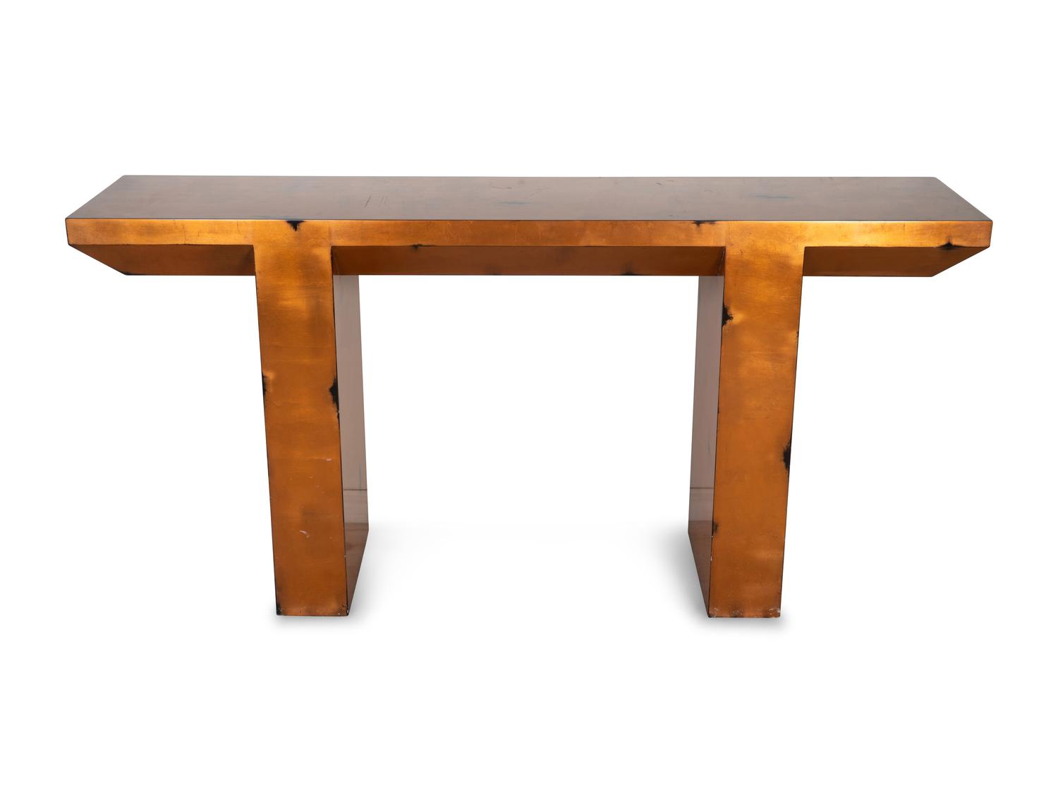 A Contemporary Bronze-Lacquered Console — IN THE MANNER OF KARL SPRINGER, 20TH CENTURY