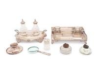 Two Silver-Plate and Cut Glass Ink Stands