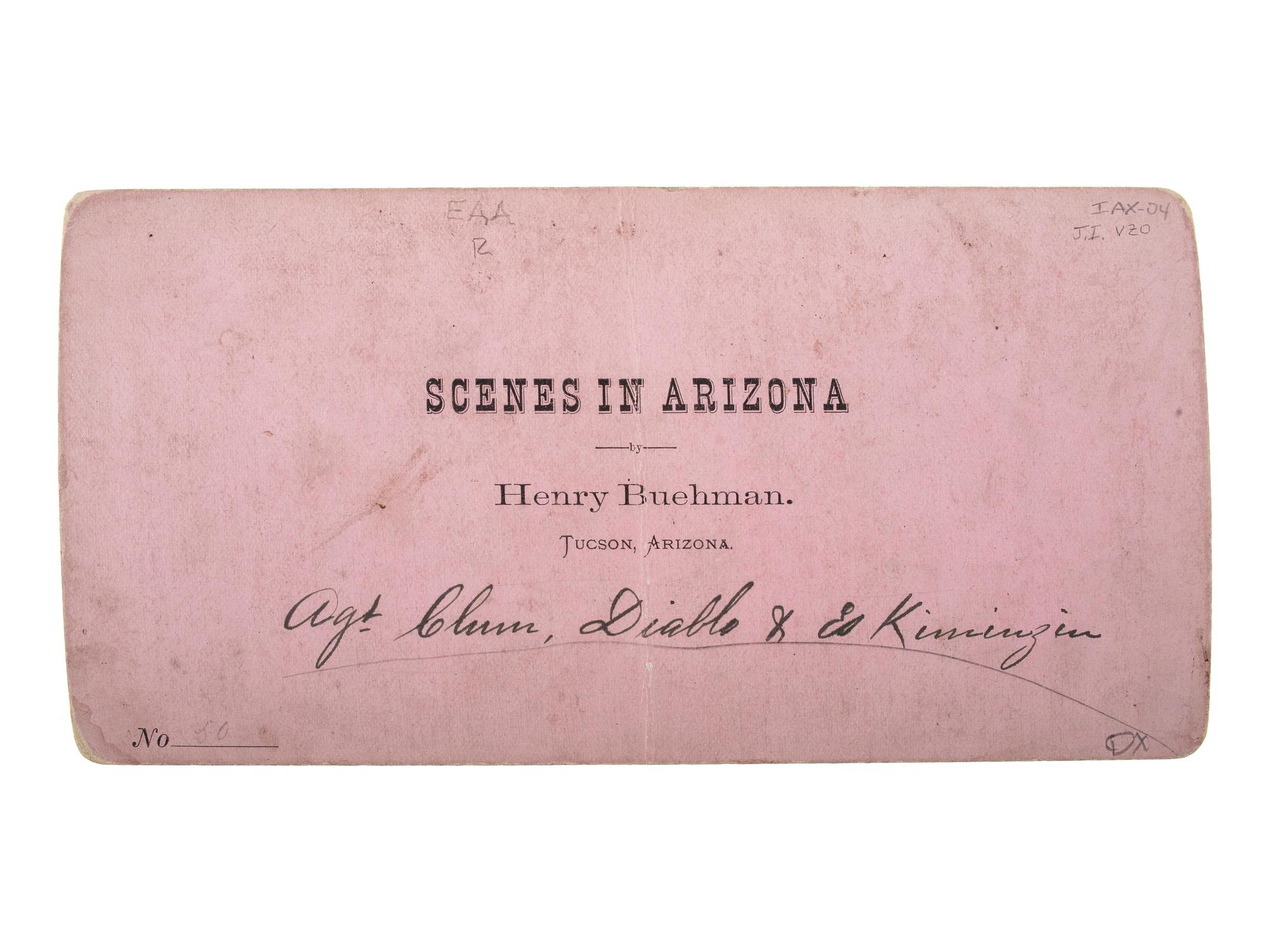 [NATIVE AMERICANS]. BUEHMAN, Henry (1851-1912), photographer. Agt. Clum, Diablo & Eskiminzin . Tucson, AZ: [1875].