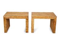 A Pair of Bamboo Veneered Parsons Tables — 20TH CENTURY
