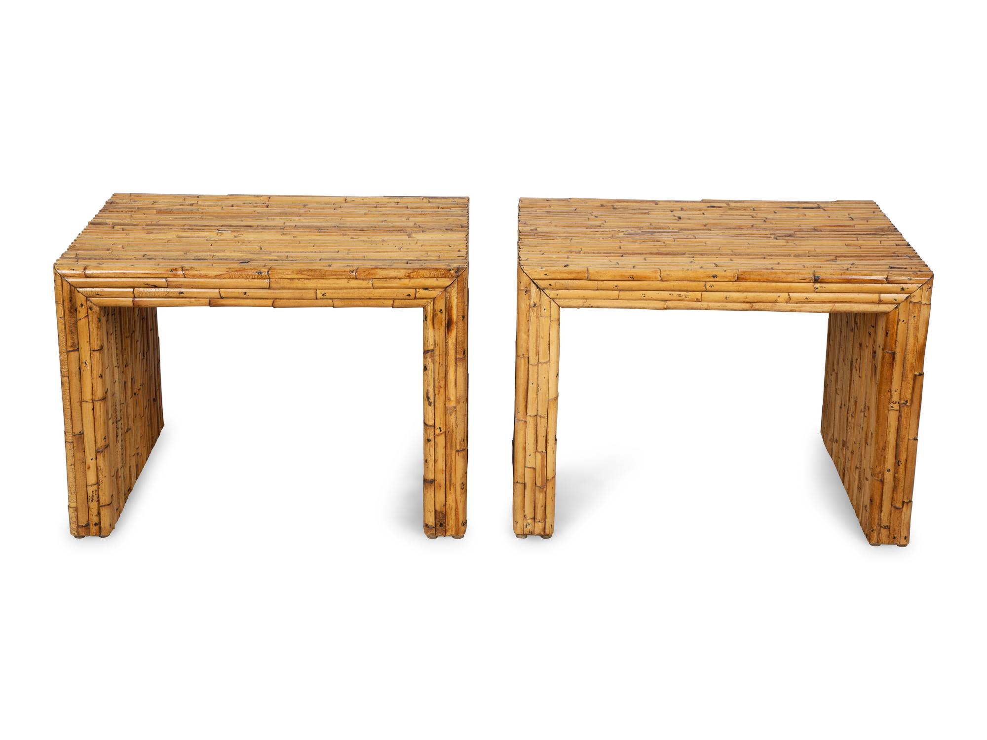 A Pair of Bamboo Veneered Parsons Tables — 20TH CENTURY