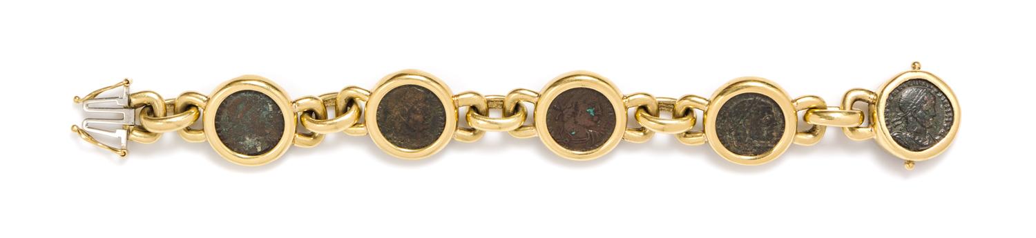 An 18 Karat Yellow Gold and Ancient Roman Coin Demi Parure, 163.50 dwts.