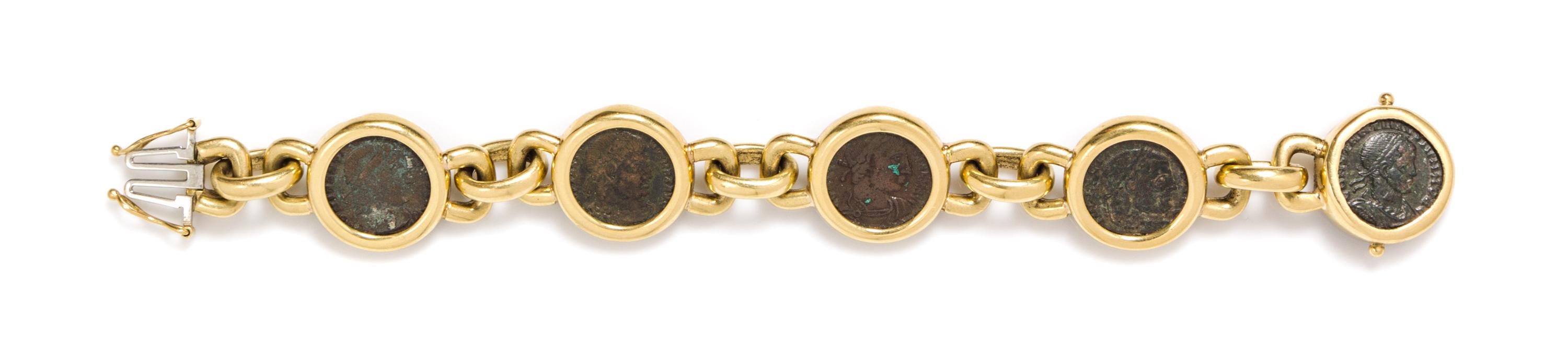 An 18 Karat Yellow Gold and Ancient Roman Coin Demi Parure, 163.50 dwts.