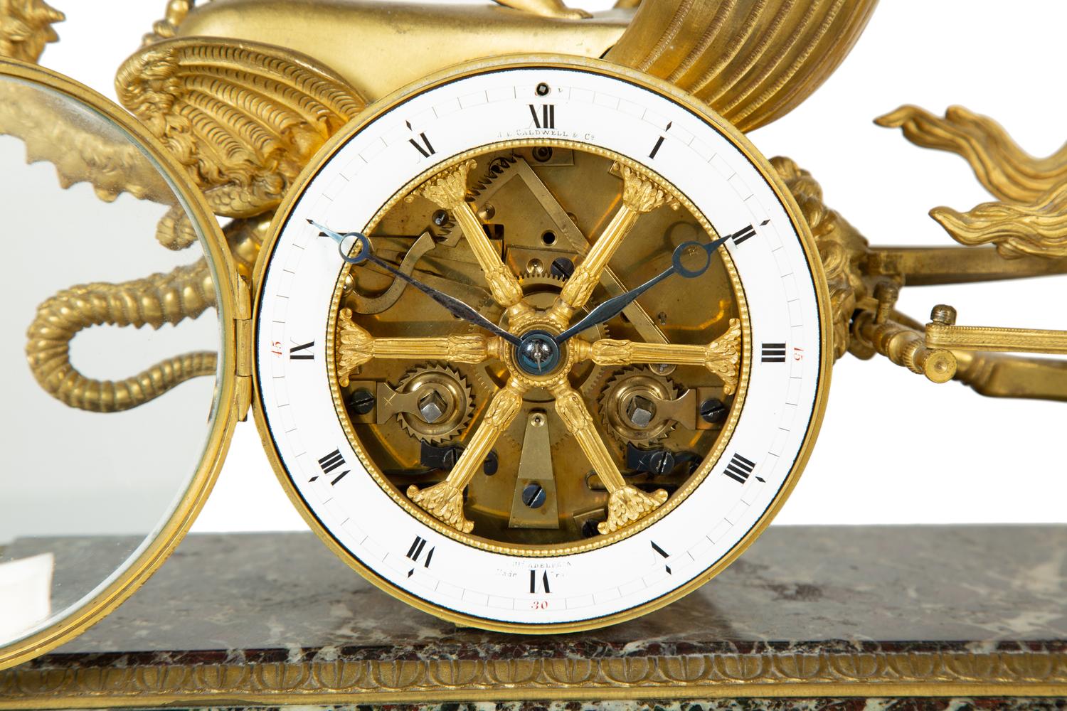A French Gilt Bronze and Marble Mantel Clock