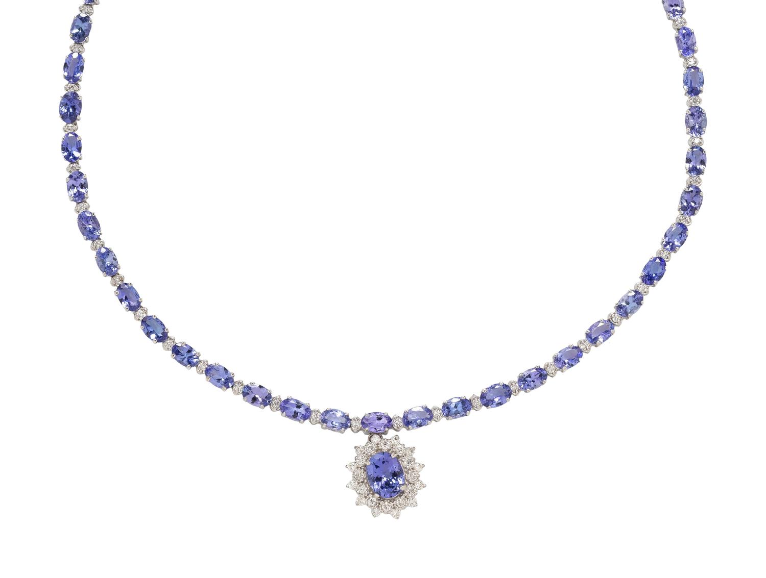 TANZANITE AND DIAMOND SET