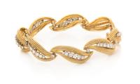 An 18 Karat Bicolor Gold and Diamond Bracelet, David Webb, 24.80 dwts.