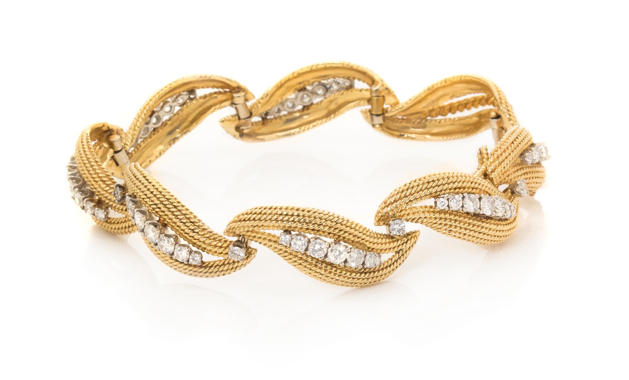 An 18 Karat Bicolor Gold and Diamond Bracelet, David Webb, 24.80 dwts.