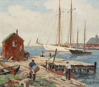 James Jeffrey Grant, (American, 1883-1960), Dock Scene