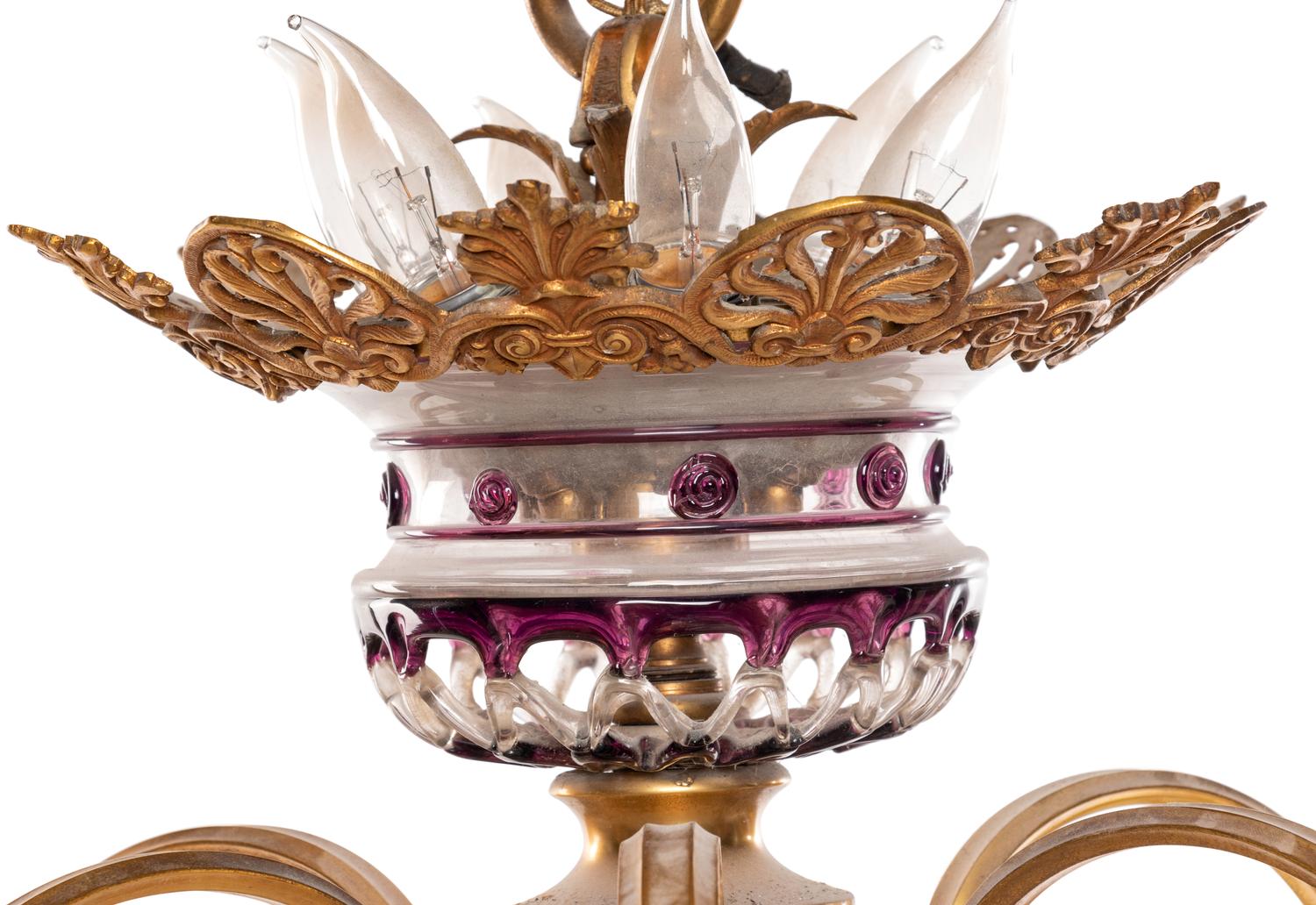 A Continental Gilt Metal and Glass Thirty-Six-Light Chandelier