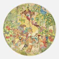 A Staffordshire enameled round wall plaque Painted by Clarice Cliff (English, 1899-1972), Arthur J. Wilkinson, Royal Staffordshire Pottery, England, circa 1935