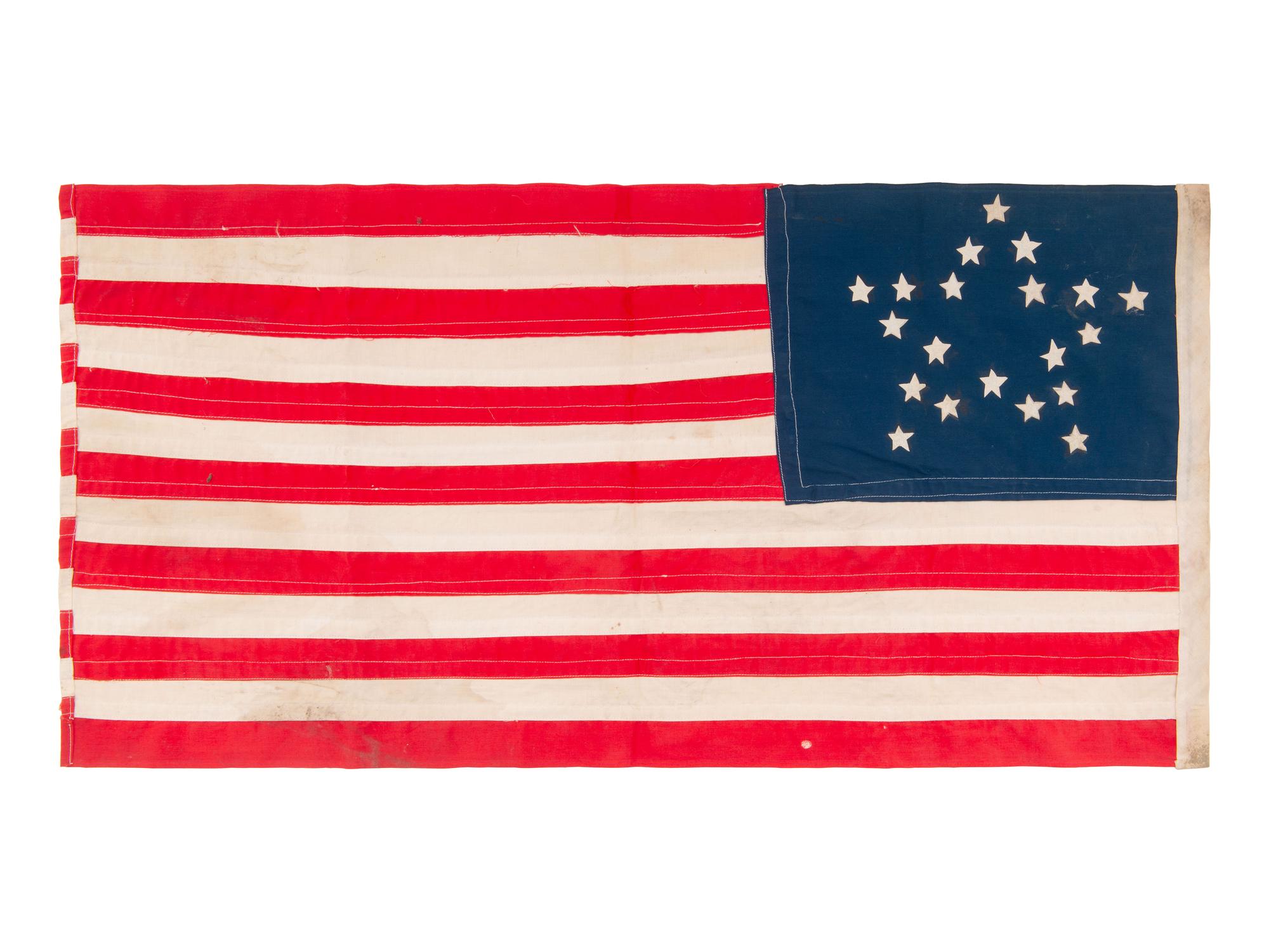 [FLAGS]. 20-star American flag with "Great Star" pattern. Ca 1876 or later.