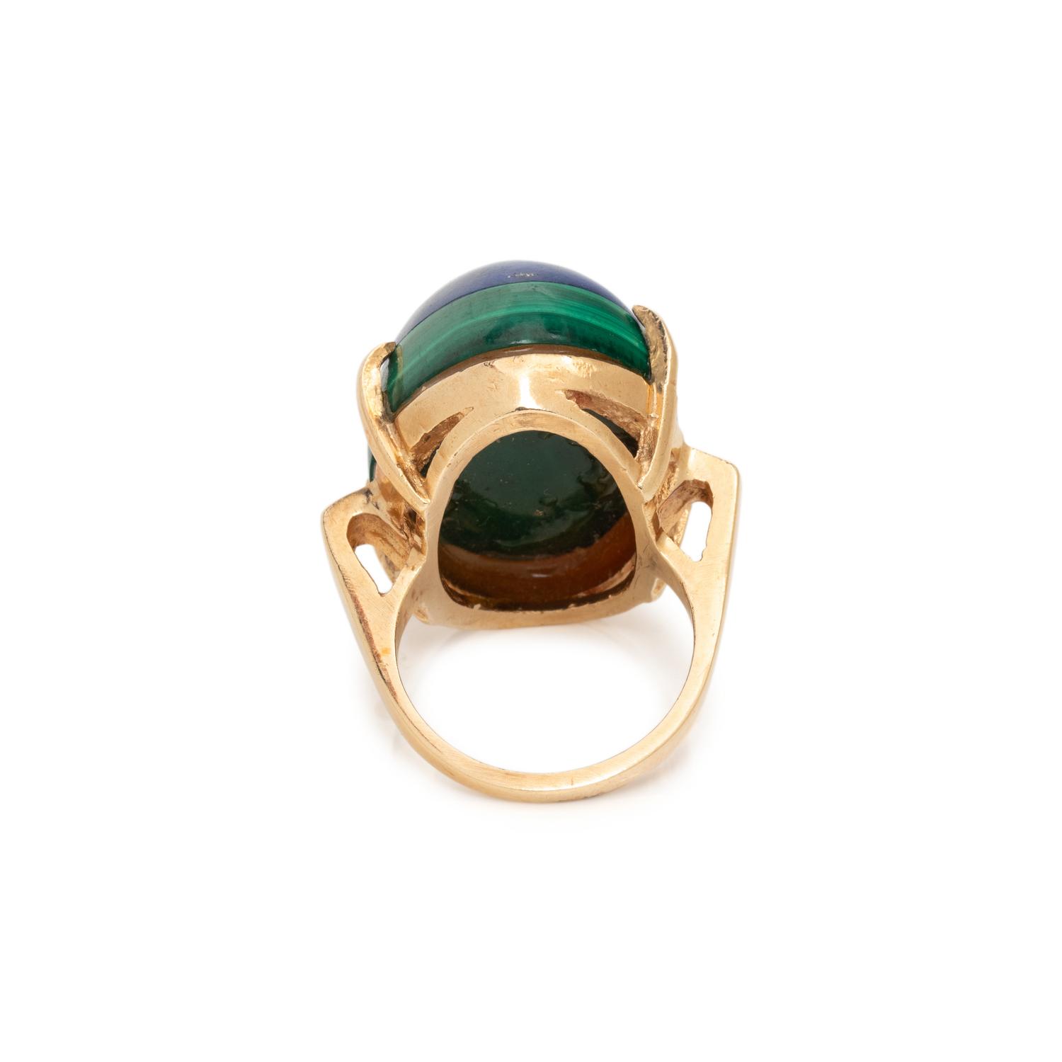 YELLOW GOLD, LAPIS LAZULI AND MALACHITE RING