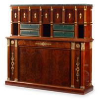An Empire Style Gilt Bronze Mounted Mahogany Cabinet and Cartonnier