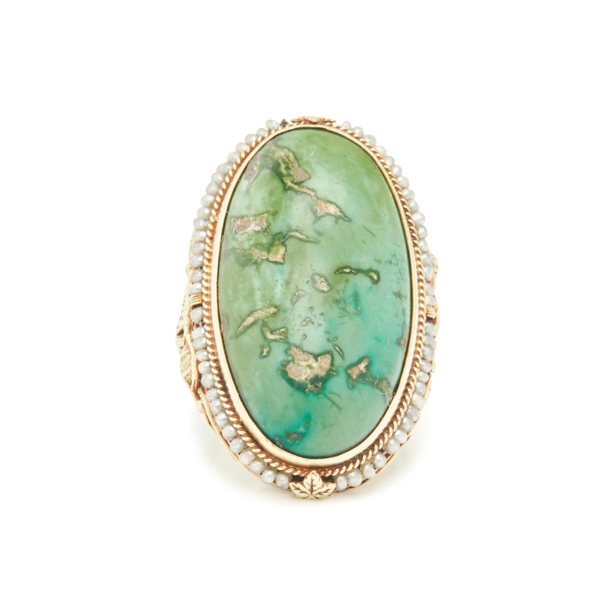 TURQUOISE AND SEED PEARL JEWELRY SUITE