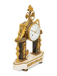 A Louis XVI Gilt Bronze and Marble Mantel Clock