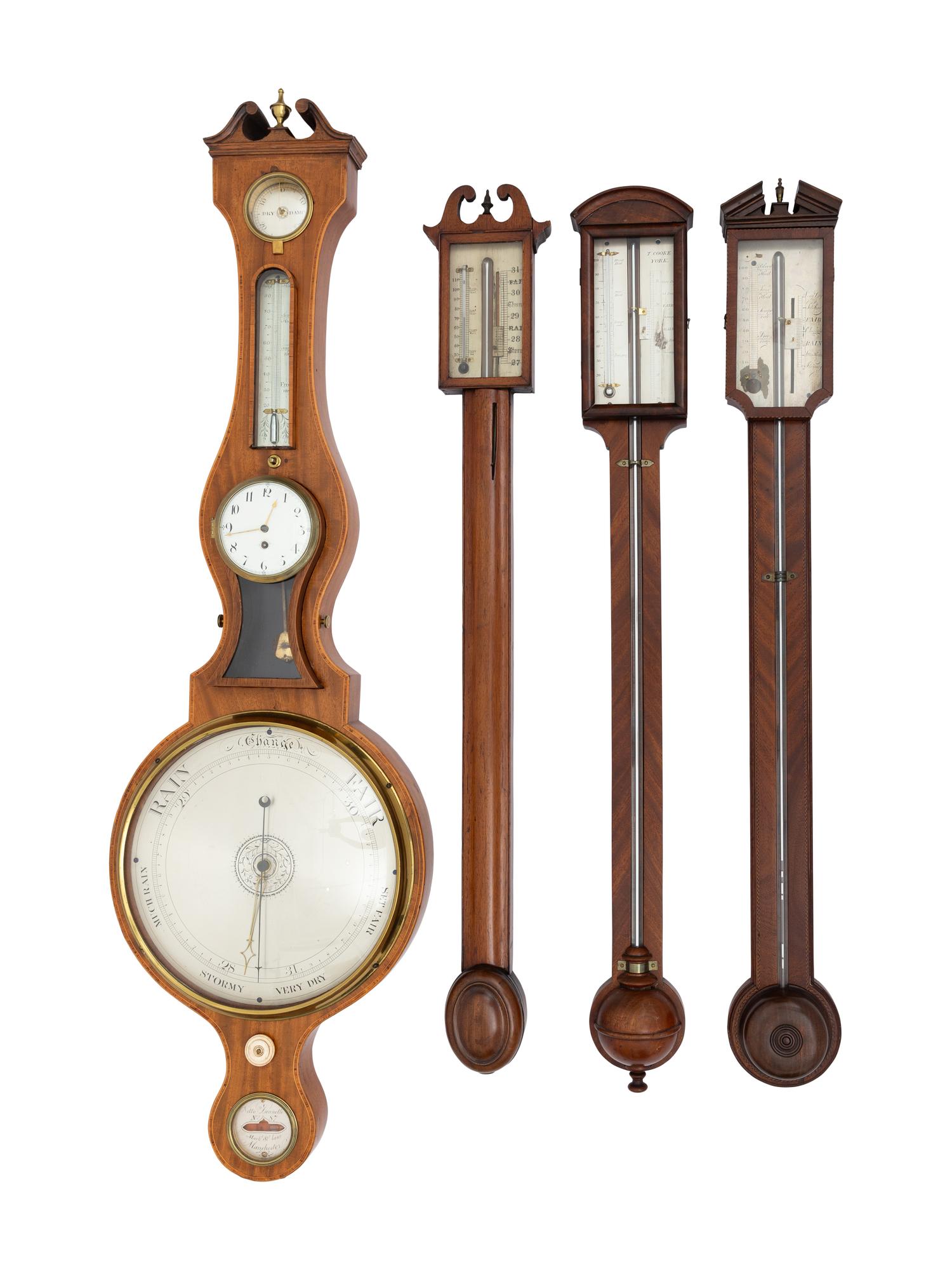 Four English Mahogany Barometers