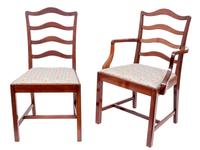 A Set of Fourteen George III Style Mahogany Ladder Back Dining Chairs — LATE 19TH/EARLY 20TH CENTURY