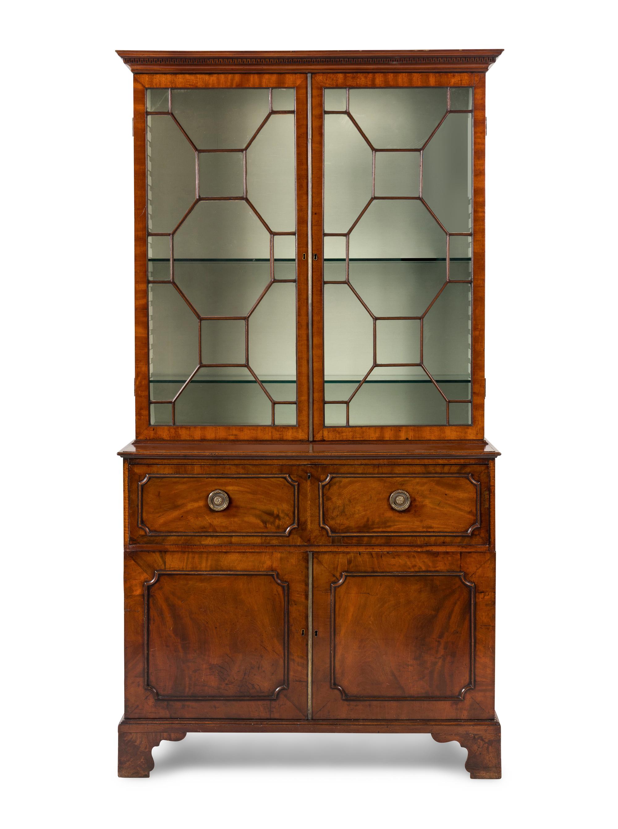 A George III Mahogany Bureau Bookcase
