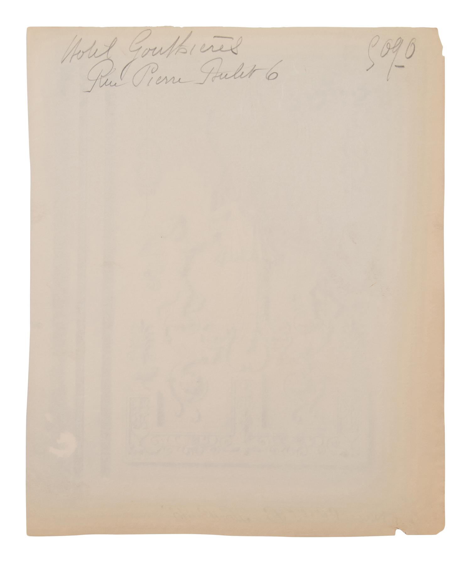A group of five photographs depicting architectural elements ( Ancien monastère des Bénédictins anglais, 269 rue Saint-Jacques , 1905; Hôtel Gouthières, rue Pierre Bulet 6 , 1905; Porte, L'église Saint-Paul , 1911; Panthéon (porte) , 1911-1912; Saint-Roch - Chaire , 1912)