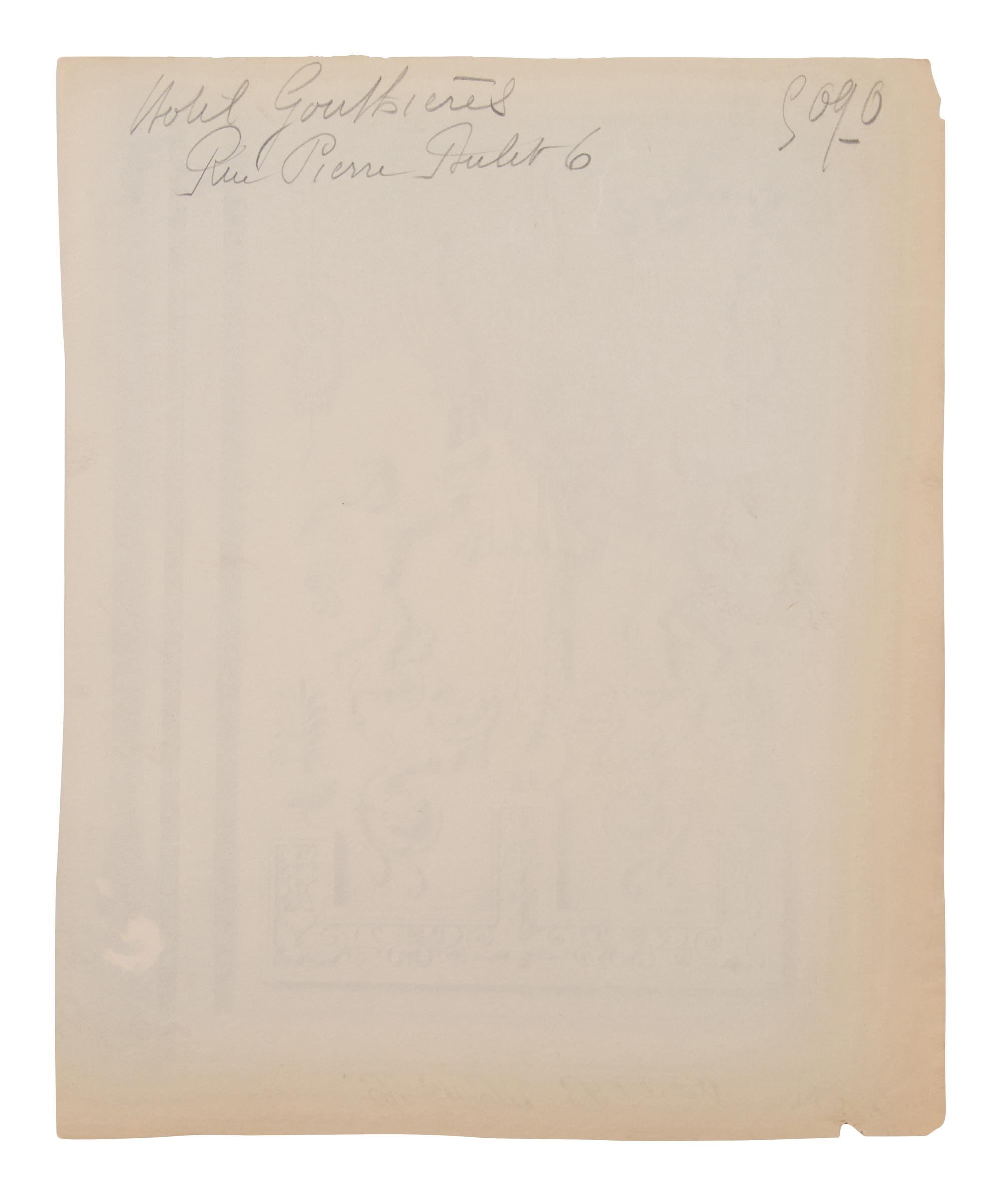 A group of five photographs depicting architectural elements ( Ancien monastère des Bénédictins anglais, 269 rue Saint-Jacques , 1905; Hôtel Gouthières, rue Pierre Bulet 6 , 1905; Porte, L'église Saint-Paul , 1911; Panthéon (porte) , 1911-1912; Saint-Roch - Chaire , 1912)