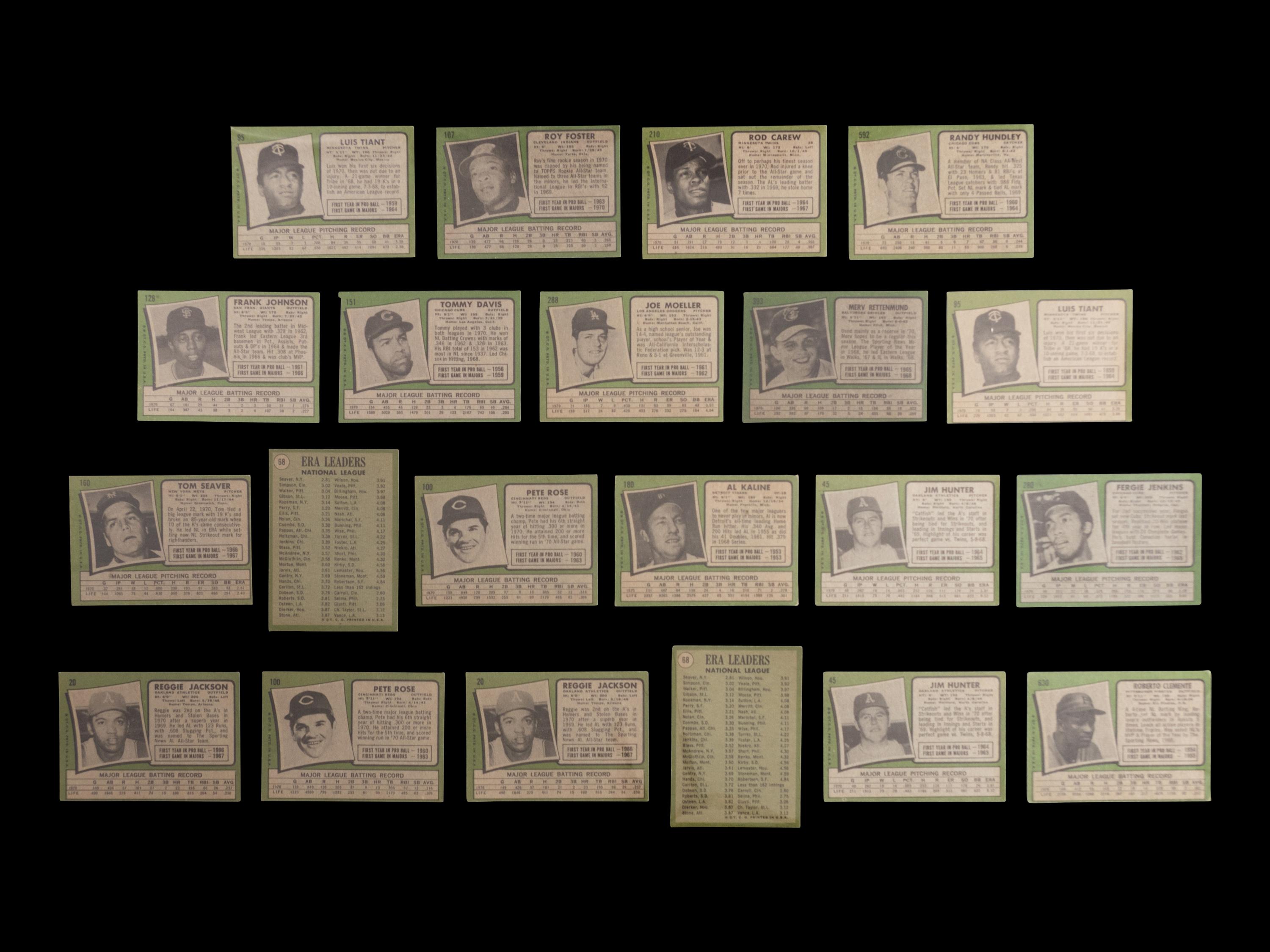 A Group of 28 1971 Topps Baseball Cards Featuring Multiple Hall of Famers and Notables (Including Roberto Clemente and Reggie Jackson),