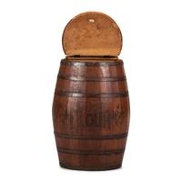 A Large Stenciled and Grain Painted Wood Flour Barrel