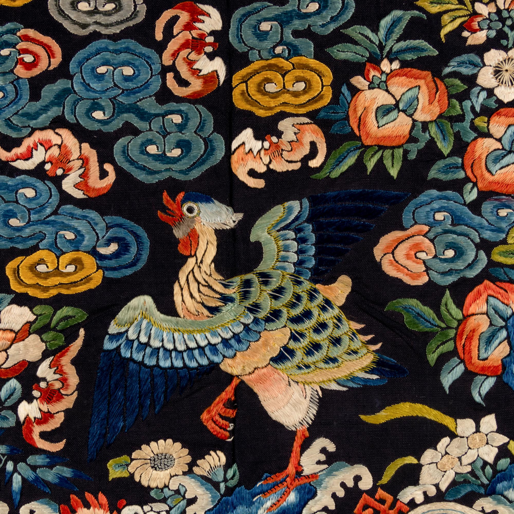 Five Chinese Embroidered Silk ‘Mandarin Duck’ Rank Badges, Buzi, 19th Century 清中晚期 刺綉文官補子五幅
