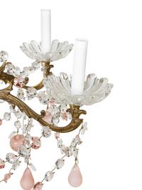 A French Opaline Glass Mounted Six-Light Chandelier