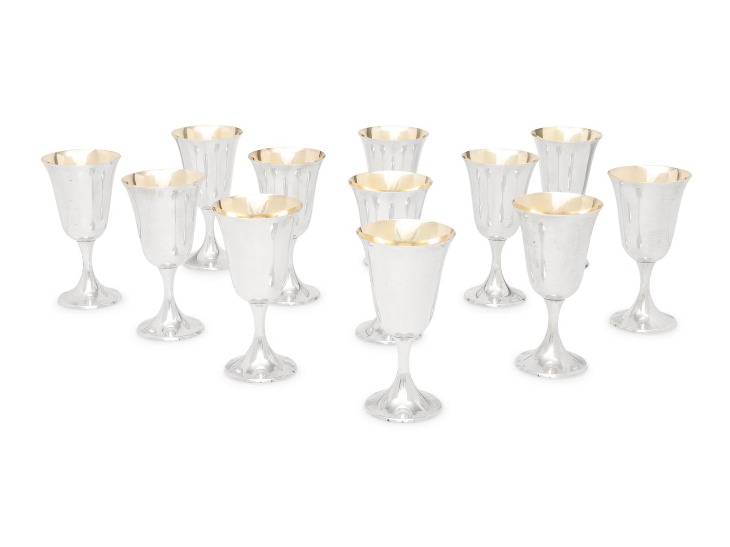 A Set of Twelve American Silver Goblets