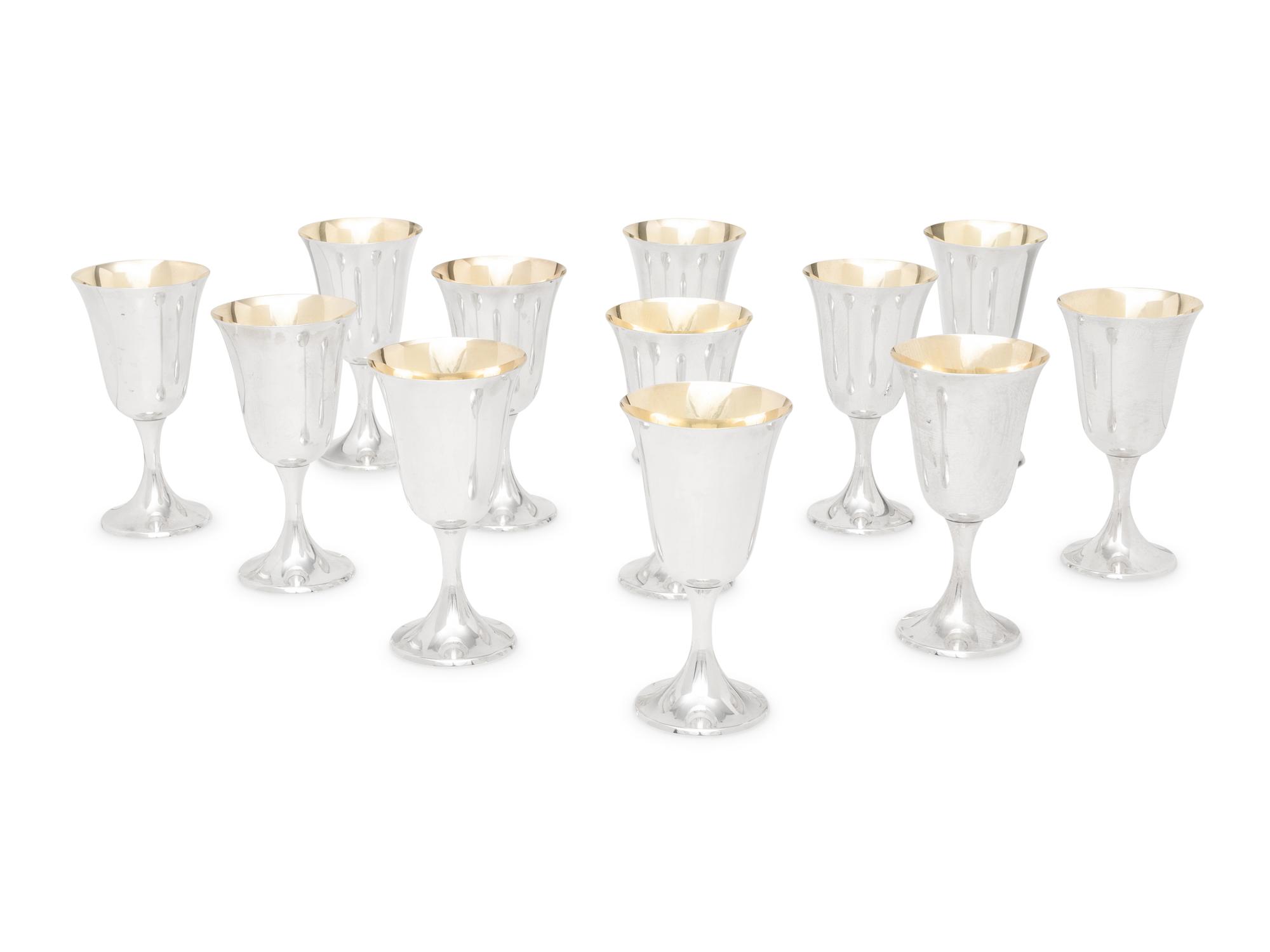 A Set of Twelve American Silver Goblets