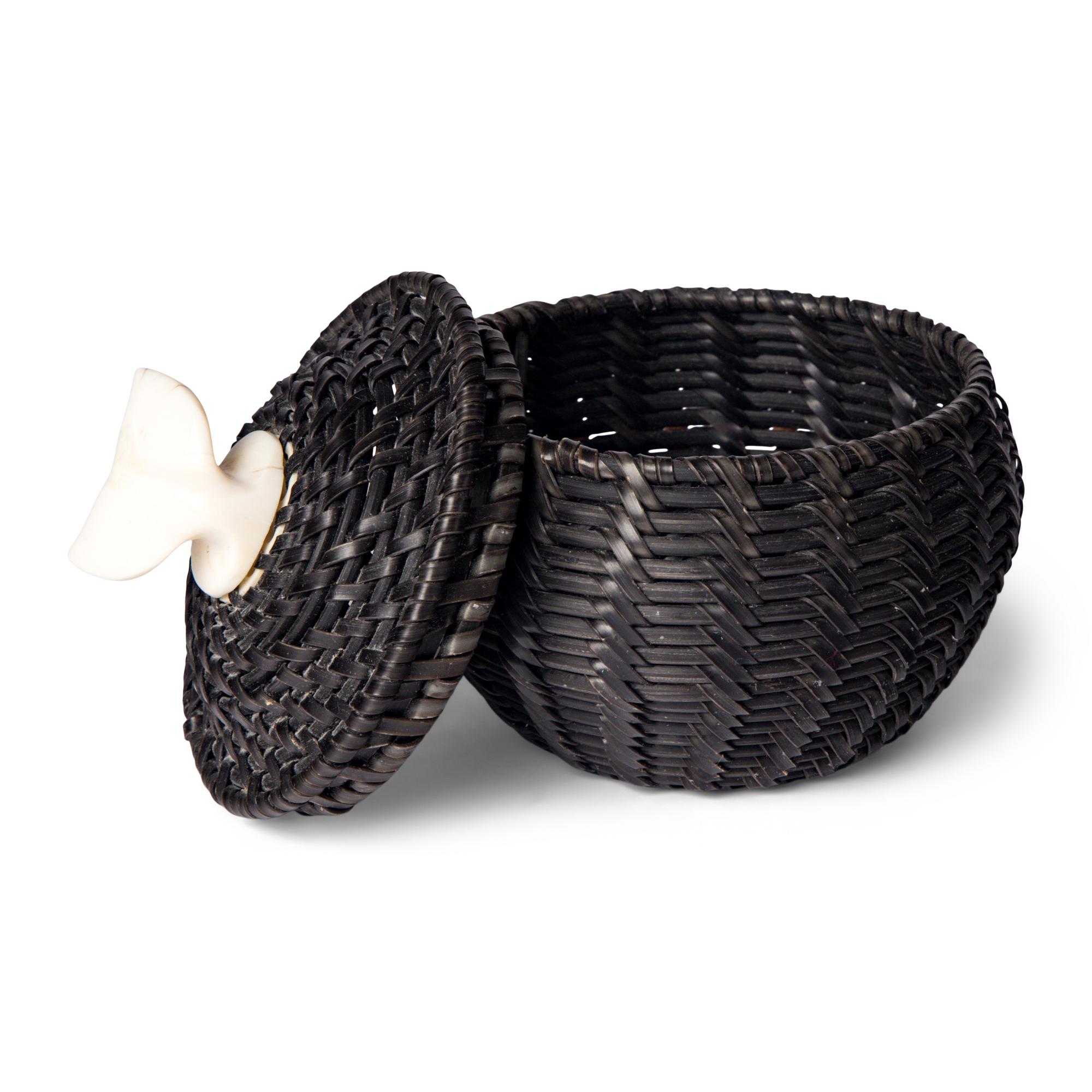 James Omnik (Iñupiaq, 20th century) — Baleen Basket, with Whale Tail Finial