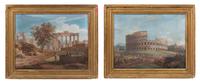 A Pair of Italian Gouache Paintings of the Roman Forum and Colosseum