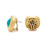 CRAIG DRAKE, YELLOW GOLD AND TURQUOISE EARCLIPS