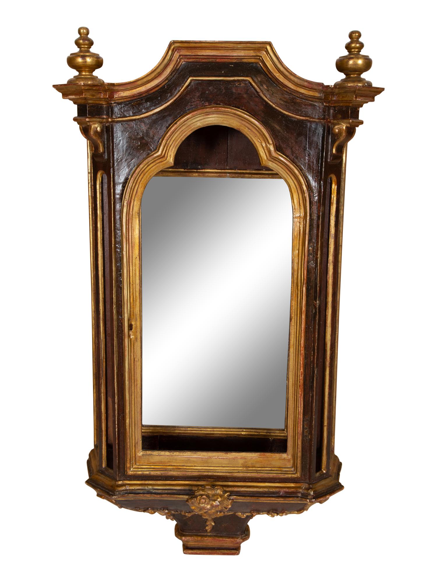 An Italian Painted and Parcel Gilt Reliquary Cabinet