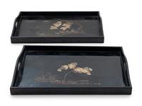 Fifteen Chinese Black and Gilt Lacquer 'Landscape' Articles